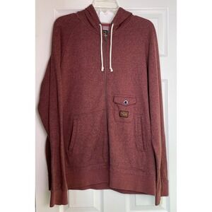 Volcom Men's Phenom Zip Fleece Hoodie‎ Red Heathered Size L Genuine Brand Jeans